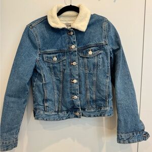 Zara Denim Jacket with Sherpa Collar